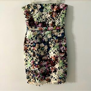 Nicole Miller Floral Lace Strapless Dress Sz 6